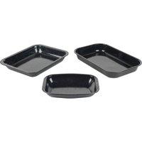 Russell Hobbs Romano 3 Piece Roasting Tray Set - Black, Black