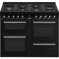 Smeg Concert CX113GMBL 110cm Dual Fuel Range Cooker with Gas Hob - Black - A Rated, Black