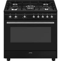 Smeg Concert CX91GMBL 90cm Dual Fuel Range Cooker - Black - A Rated, Black