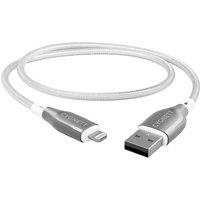 Cygnett Armoured Lightning To USB-A Cable - 1m - Silver / White, Silver