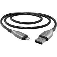 Cygnett Armoured Lightning To USB-A Cable - 2m - Black / Grey, Black