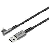 Cygnett Right Angle Lightning to USB-A Cable - 1M - Black, Black
