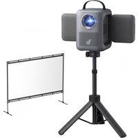 Nebula by Anker P1i 1080p Smart LED Projector with 100-Inch Screen and Stand - Black, Black