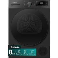 Hisense 1i Series DH1I800UBEEA 8Kg Heat Pump Tumble Dryer - Black - A+ Rated, Black