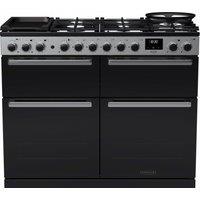Rangemaster Edge Deluxe EDDLB110DFGBLK/CM1 110cm Dual Fuel Range Cooker with Gas Hob - Black Glass / Chrome - A/A Rated, Black