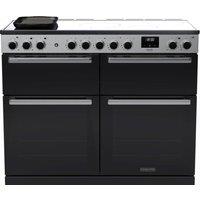Rangemaster Edge Deluxe EDDLB110EIGBLK/CM1 110cm Electric Range Cooker with Induction Hob - Black Glass / Chrome - A/A Rated, Black