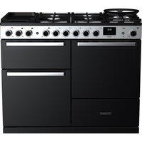 Rangemaster Edge Deluxe EDDLO110DFGBLK/CM1 110cm Dual Fuel Range Cooker - Black Glass / Chrome - A/A Rated, Black