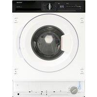 Sharp ES-NIH814BWA-EN Integrated 8kg Washing Machine with 1400 rpm - White - A Rated, White