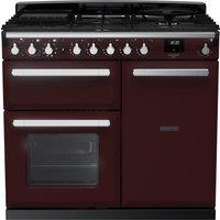 Rangemaster Estel Deluxe ESDL100DFPBOR/CM1 100cm Dual Fuel Range Cooker - Bordeaux / Chrome - A/A Rated, Red