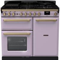 Rangemaster Estel Deluxe ESDL100DFPHTH/AB1 100cm Dual Fuel Range Cooker - Heather / Antique Brass - A/A Rated, Purple