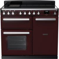 Rangemaster Estel Deluxe ESDL100EIPBOR/CM1 100cm Electric Range Cooker with Induction Hob - Bordeaux / Chrome - A/A Rated, Red