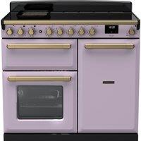 Rangemaster Estel Deluxe ESDL100EIPHTH/AB1 100cm Electric Range Cooker with Induction Hob - Heather / Antique Brass - A/A Rated, Purple