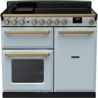Rangemaster Estel Deluxe ESDL100EIPMSB/AB1 100cm Electric Range Cooker with Induction Hob - Misty Blue / Chrome - A/A Rated, Blue