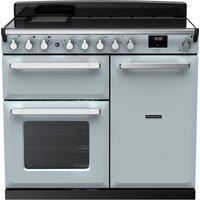 Rangemaster Estel Deluxe ESDL100EIPMSB/CM1 100cm Electric Range Cooker with Induction Hob - Misty Blue / Chrome - A/A Rated, Blue