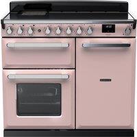 Rangemaster Estel Deluxe ESDL100EIPPPK/CM1 100cm Electric Range Cooker with Induction Hob - Pale Pink / Chrome - A/A Rated, Pink