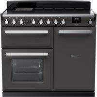 Rangemaster Estel Deluxe ESDL100EIPSLT/CM1 100cm Electric Range Cooker with Induction Hob - Slate / Chrome - A/A Rated, Grey
