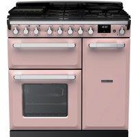 Rangemaster Estel Deluxe ESDL90DFPPPK/CM1 90cm Dual Fuel Range Cooker - Pale Pink / Chrome - A/A Rated, Pink