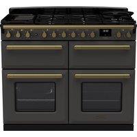 Rangemaster Estel Deluxe ESDLB110DFPSLT/AB1 110cm Dual Fuel Range Cooker - Slate / Antique Brass - A/A Rated, Grey