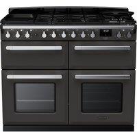 Rangemaster Estel Deluxe ESDLB110DFPSLT/CM1 110cm Dual Fuel Range Cooker - Slate / Chrome - A/A Rated, Grey