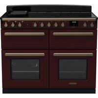 Rangemaster Estel Deluxe ESDLB110EIPBOR/AB1 110cm Electric Range Cooker with Induction Hob - Bordeaux / Chrome - A Rated, Red