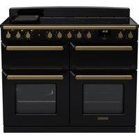 Rangemaster Estel Deluxe ESDLB110EIPGBL/AB1 110cm Electric Range Cooker with Induction Hob - Black / Antique Brass - A Rated, Black