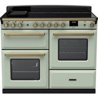 Rangemaster Estel Deluxe ESDLO110EIPMNT/AB1 110cm Electric Range Cooker with Induction Hob - Mint / Antique Brass - A Rated, Green
