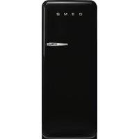 Smeg 50s Style Retro Right Hand Hinge FAB28RBL6UK 153cm Small Fridge with Ice Box - Black - C Rated, Black