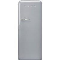 Smeg 50s Style Retro Right Hand Hinge FAB28RSV5UK 153cm High Small Fridge with Ice Box - Silver - D Rated, Silver