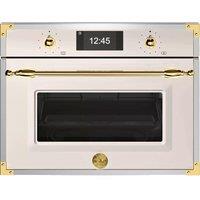 Bertazzoni Heritage Series FHER4077MTAG3 Built In Compact Electric Single Oven with Microwave Function - Ivory / Gold - A Rated, Cream
