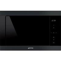 Smeg Classic FMI325N 25 Litre 39cm High, Built In Small Microwave With Grill - Matt Black, Black