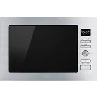 Smeg Cucina FMI425X 39cm High, Built In Small Microwave With Grill - Stainless Steel, Stainless Steel