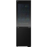 LG InstaView ThinQ GBG5160CEV Wifi Connected 186cm High 60/40 No Frost Fridge Freezer - Black Steel - C Rated, Black
