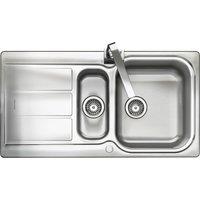 Rangemaster Glendale 1.5 Bowl Inset Kitchen Sink - Stainless Steel, Stainless Steel