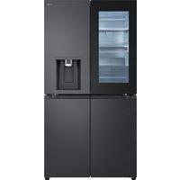 LG InstaView GMG960EVJE Wifi Connected Plumbed Frost Free American Fridge Freezer - Matte Black - E Rated, Black