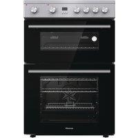 Hisense HDE3211BXUK 60cm Double Oven Electric Cooker with Ceramic Hob - Stainless Steel - A Rated, Stainless Steel
