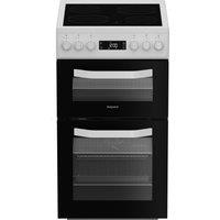 Hotpoint HDE5VDCW 50cm Electric Cooker with Ceramic Hob - White - A/A Rated, White