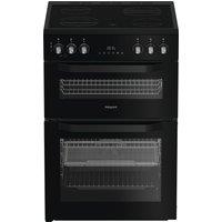 Hotpoint HDE6VDCASB1 Double Oven Electric Cooker with Ceramic Hob - Black - A/A Rated, Black