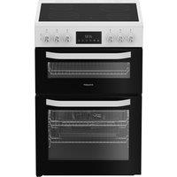 Hotpoint HDE6VDW 60cm Double Oven Electric Cooker with Ceramic Hob - White - A Rated, White