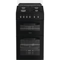 Hotpoint HDG5GCB 50cm wide Double Oven Gas Cooker - Black - A+/A Rated, Black