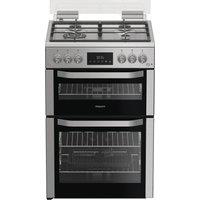 Hotpoint HDG6GDC2TWX 60cm Double Oven Gas Cooker - Stainless Steel - A+/A Rated, Stainless Steel