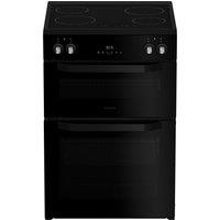 Hotpoint HDME6VDC2AB 60cm Wide Double Oven Electric Cooker with Ceramic Hob - Blackout - A Rated, Black