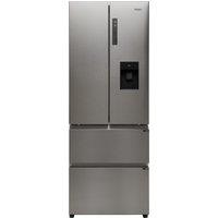 Haier HFR5719EWMP Non-Plumbed Total No Frost American Fridge Freezer - Platinum Inox - E Rated, Silver