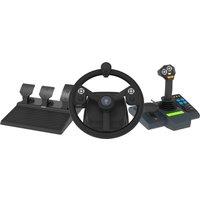 Hori Farming Vehicle Control System Steering Wheel and Pedals For PC - Black, Black