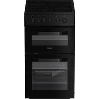 Hotpoint HTE5VCB 50cm Electric Cooker with Ceramic Hob - Black - A Rated, Black