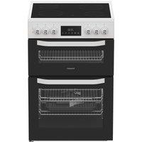Hotpoint HTE6VDCW 60cm Single Oven Electric Cooker with Ceramic Hob - White - A/A Rated, White