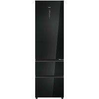 Haier 3D 60 Series 7 HTW7620DNGB Wifi Connected 205cm No Frost Fridge Freezer - Obsidian Black Glass - D Rated, Black