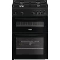 Indesit IDG6GB 60cm Double Oven Gas Cooker - Black - A+ / A+ Rated, Black