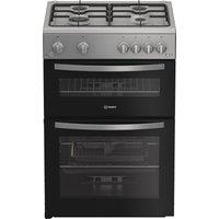 Indesit IDG6GS 60cm Double Oven Gas Cooker - Silver, Silver