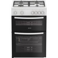Indesit IDG6GW 60cm Double Oven Gas Cooker - White, White