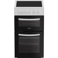 Indesit ITE5VMW 50cm Electric Cooker with Ceramic Hob - White - A/A Rated, White